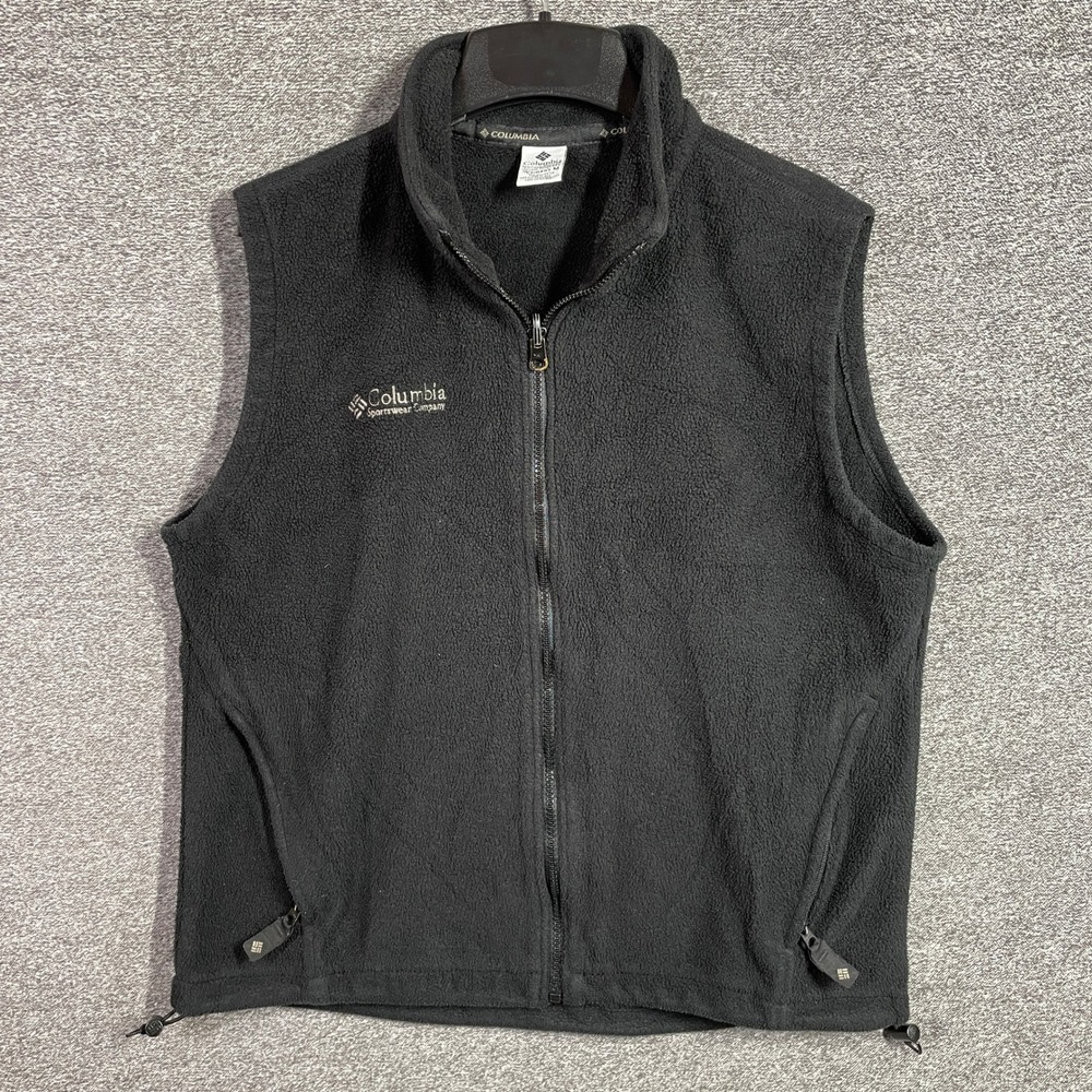 Columbia Vest‎ Jacket Womens M Black Full Zip Fleece Sleeveless Pockets Medium
